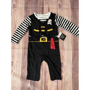 Celebrate Halloween Pirate Baby 1 Piece Coverall Black White Striped 12M NWT